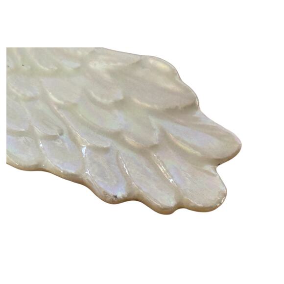 Vintage Iridescent Ceramic Angel Ornament, Outstretched Wings, Christmas 5.75" - Picture 11 of 14